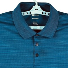 Haggar Men Polo Shirt 2XLT Long Sleeve Heather Blue Stretch Buttons Placket NWOT