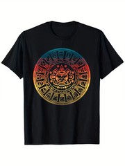 Mayan Calendar Mexican Aztec Incan Folk Art T-Shirt Men’S Trendy Letter Print Re