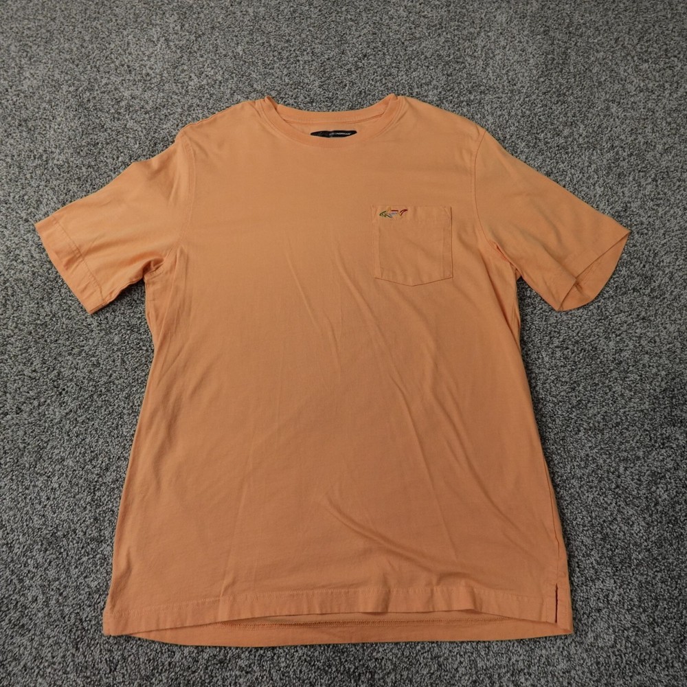 Greg Norman Shirt Mens Medium Orange Shark Golf Preppy Cotton Casual Pocket Tee