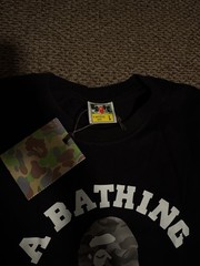 A Bathing Ape BAPE College Logo Graphic Tee Men’s L Black Cotton Jersey