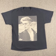 David Bowie Shirt Mens Large Black Photo Portrait Graphic Tee T-Shirt Rock Music