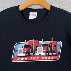 Peterbilt Shirt Mens XL Black Hanes Heavyweight Trucker Own The Road Graphic Tee