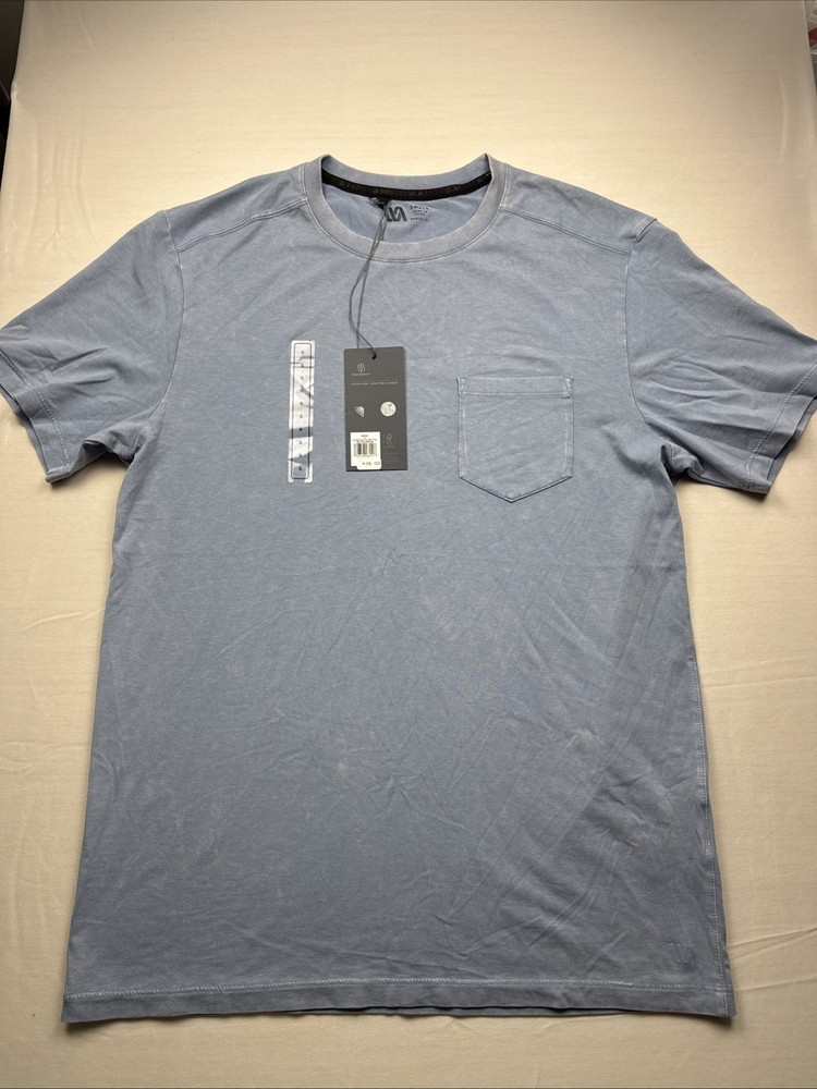 VRST Men’s Essential Acid Wash Pocket Tee, Muted Denim, S