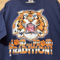 Vintage 90s Clemson Tigers Mascot Navy Graphic T Shirt Collegiate Size XXL