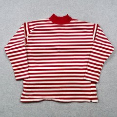 Vintage 90s Calvin Klein Sport Striped T Shirt Size S Small Red Mock Neck USA