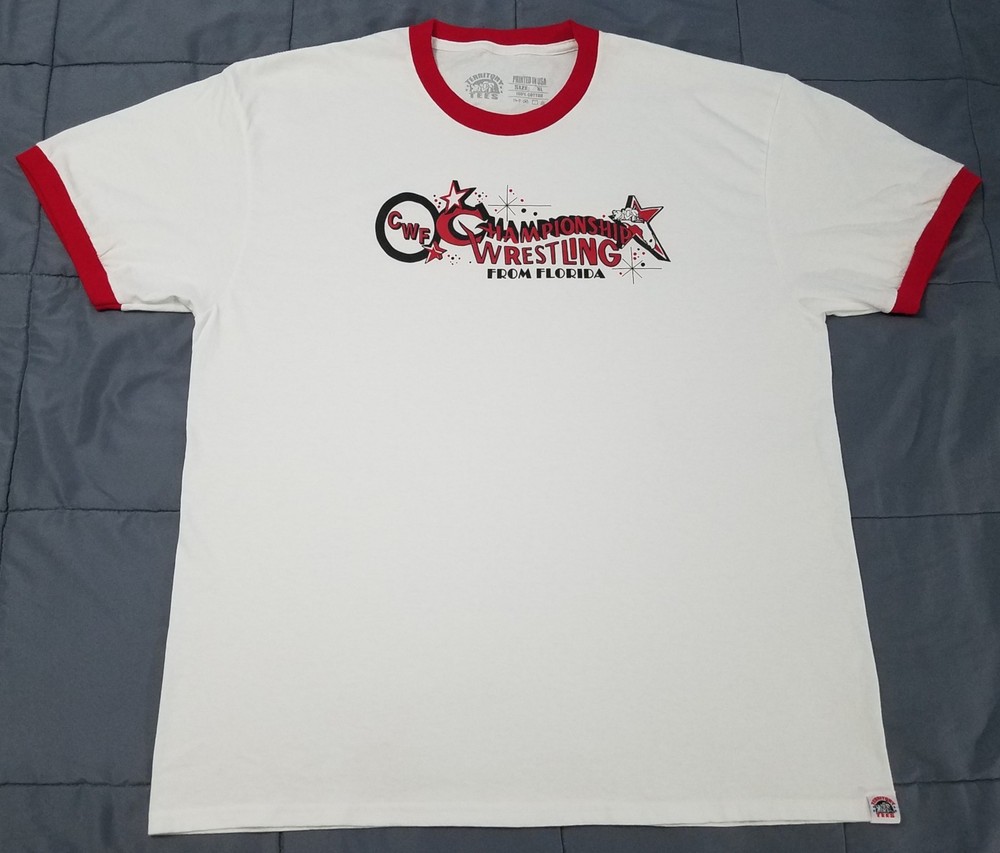 CWF Championship Wrestling From Florida Territory Tees Ringer shirt size XL