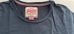 Superdry Pink Label Vintage Navy Blue Cotton T-Shirt Crew Neck Size Small