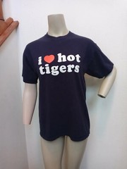VTG T Shirt Medium Auburn University Blue I HEART Hot Tigers USA College Sports