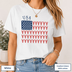 Patriotic Lobster Flag Shirt, Coastal USA Comfort Colors Fourth of July Tee
