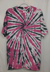 New Tie Dye Men’s T-Shirt Pink Gray Adult Large Multicolor Summer Spiral Swirl