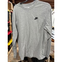 Nike Mens Long Sleeve T-Shirt Heather Gray Embroidered Logo Size XL AR5193-063
