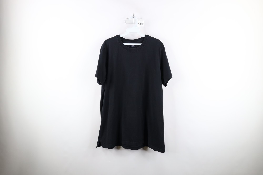 Vintage 90s Lands End Mens Large Faded Blank Short Sleeve T-Shirt Black Cotton