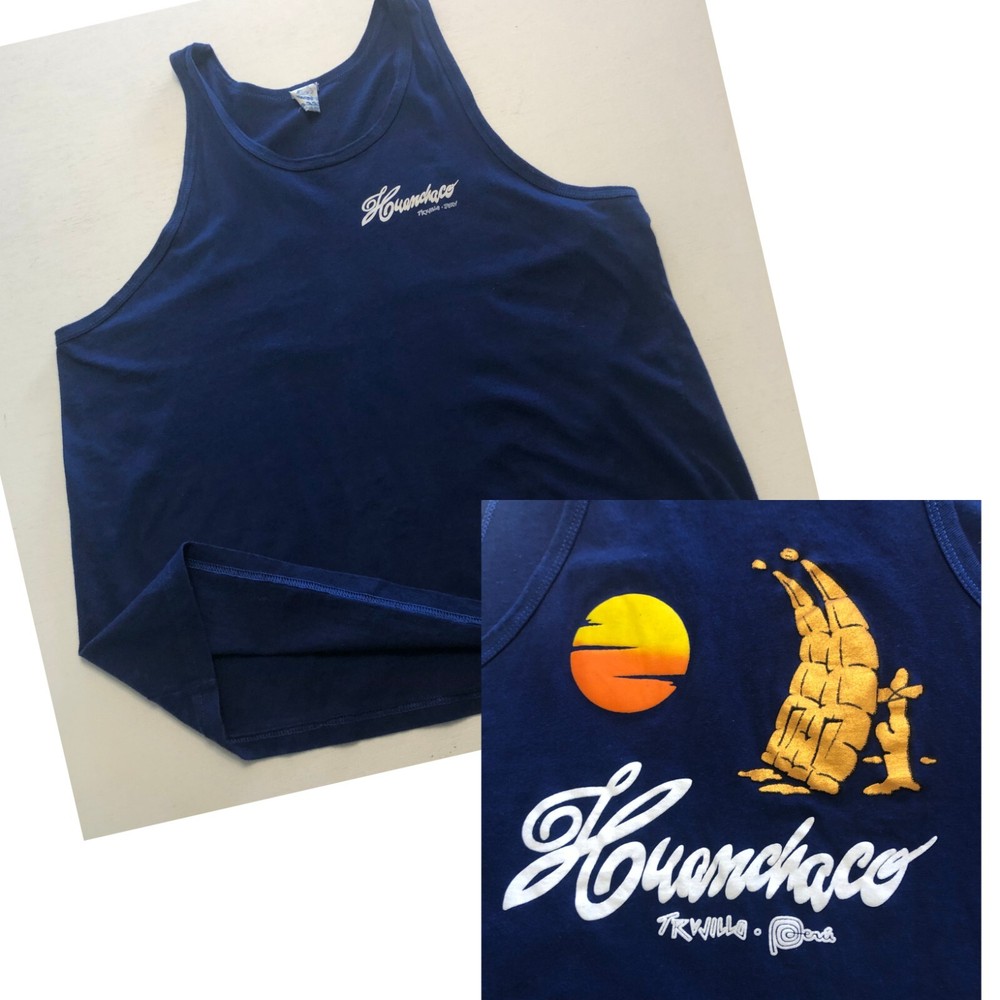vtg 90s Huanchaco SURF Tank Top Sz Muscle Shirt Trujilla Peru Beach Sunset