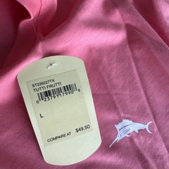 Tommy Bahama SZ L Mens SS Tshirt Tutti Frutti Peach Live The Island Cotton NWT