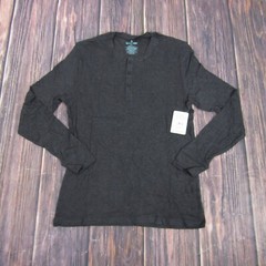 Tommy John NEW NWT Mens Medium Charcoal Heather Gray Long Sleeve Henley Lounge