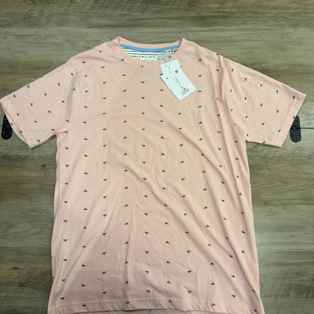 New Denim and Flower Ricky Singh Large Pink Crane Print T shirt