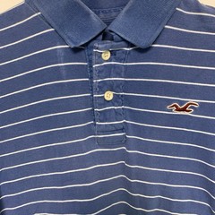 Hollister California Men’s Henley Shirt Medium Blue White Striped Short Sleeve