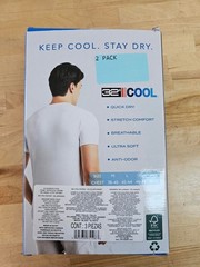 2 PACK – XXL / 2XL WHITE – 32 Degrees Cool Men’s Short Sleeve T-Shirts Crew Neck