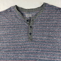 Levi’s Henley Shirt Men XL Blue Grey Striped Short Sleeve Marled Casual 3-Button