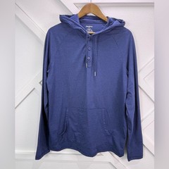 NWT Flag & Anthem MadeFlex Hoodie Blue Henley Pullover Stretch Mens Medium