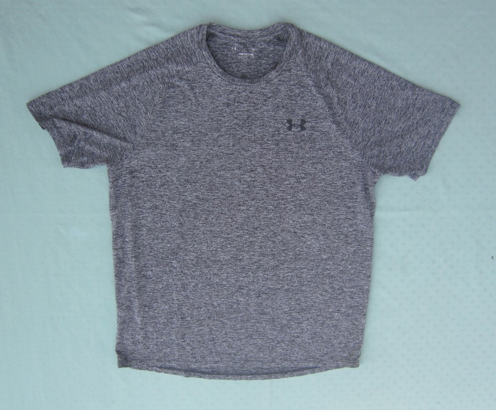 Under Armour Tech Tee Loose Heatgear Black Marled T-Shirt Men Size L (Chest 46″)