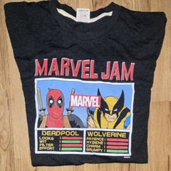 Marvel Deadpool Wolverine Men’s Black T-Shirt Size M Poly Cotton Rayon