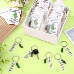 20 Sets Christmas Positive Pickles Gifts Resin Keychains with Card Bag Emotio…