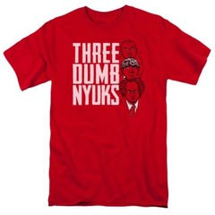 Trevco Men’s Stooges Three Dumb Nyuks Adult T-Shirt, Red, Medium