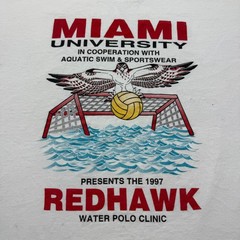 Vintage 1997 Miami University Redhawk Aquatic Swim Water Polo Clinic T-Shirt XL