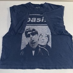 Oasis Abercrombie & Fitch Cropped T Shirt Size XL Blue Boxy Double Sided
