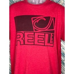 MENS REEL LIFE LARGE RED GRAPHIC LOGO SOFT SHORT SLEEVE SOFT CREW NECK T SHIRT