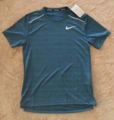 NIKE Dri Fit Miler Running Shirt AJ7565-328 Pine Green Reflective Men’s Small