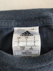 Adidas Navy Blue T-Shirt L | Yellow Logo Classic Tee Retro Mens Casual Wear