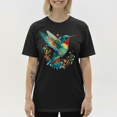 Hummingbird Floral Art Nature Retro Gift Men Women T-Shirt Tee