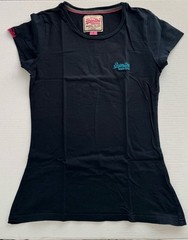 Superdry Pink Label Vintage Navy Blue Cotton T-Shirt Crew Neck Size Small