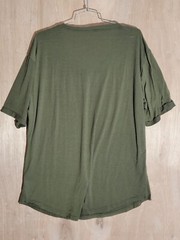 Men’s Hipster Shirt XL Longline V-Neck Short Sleeve Zip Pocket Green