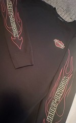 XL Harley-Davidson Motorcycles Black Long Sleeve Shirt with Flame Sleeve Graphic