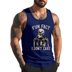 Fun Fact I Don’t Care Skull Funny Sarcastic Quote Tank Top