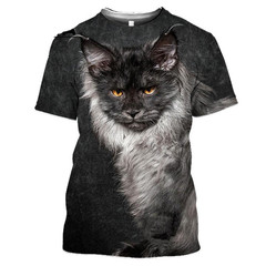 Lifelike Maine Coon Cat Tee, 3D Graphic Shirt for Men Women