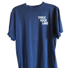 Table Rock Lake Upcycled T-Shirt, Marinas Landmarks Graphics Navy Men’s Large