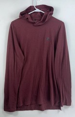 Adidas Men’s Small Dry Fit Maroon Striped Poly Cotton Blend L/S Hoodie T-shirt