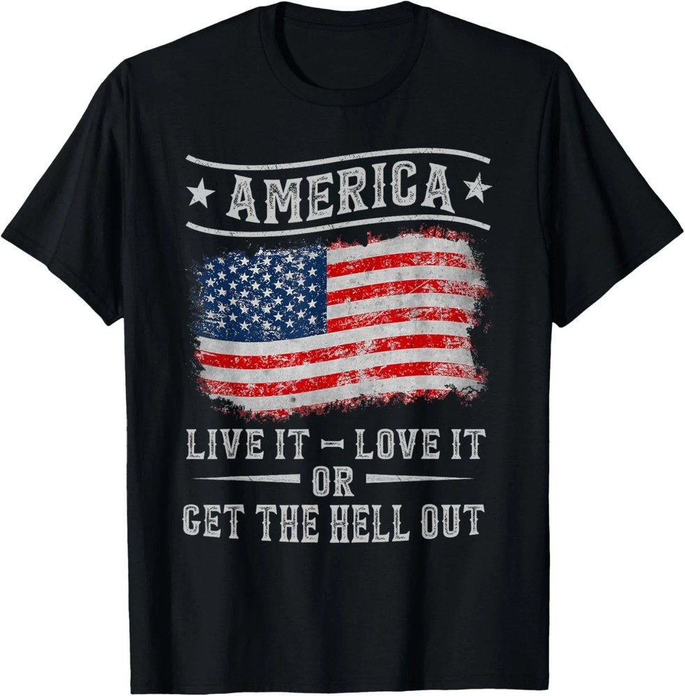 Patriotic America Love It Or Leave It USA Graphic T-Shirt