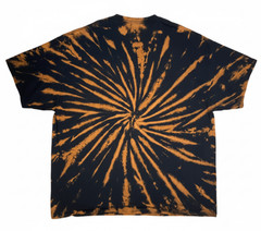 Hand-Dyed Reverse Spiral Tee – Orange & Black