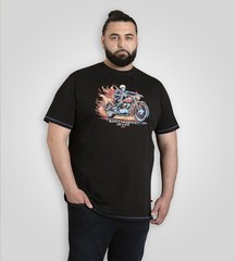 D555 Dewsbury Men’s Skeleton On A Bike Print Fashion Short Sleeve T-shirt