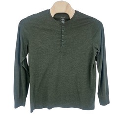 Mossimo Henley Shirt Mens XL Green Long Sleeve Athletic Fit Utility Minimalist