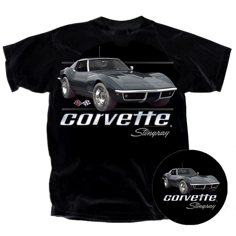 1969 Corvette Stingray Black Vintage Graphic T-Shirt Classic Car Tee