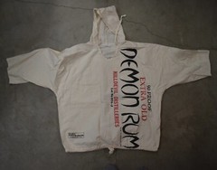 Vtg 90s Demon Rum La Trenzz Sugar Sack Faded Hoodie Shirt Boxy Made In USA