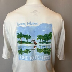 Tommy Bahama Shirt Mens Extra Large 2XL White Short Sleeve Beach Chair Reflect