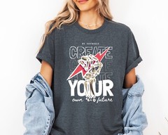 Skeleton Hand Lightning T-Shirt, Be Yourself Motivational Graphic Tee, Future In