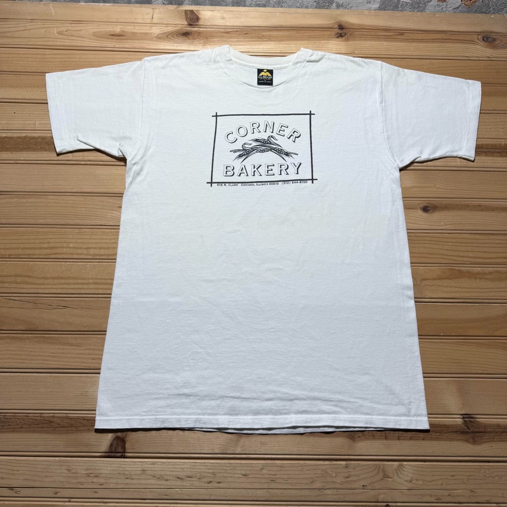 Vintage 90s Corner Bakery Chicago Illinois Promo Graphic T-Shirt USA – Large